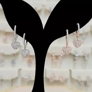 [볼라레]루미니스 양면큐빅 통통하트 원터치귀걸이 FP1715