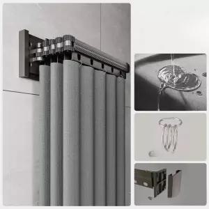 샤워 커튼 벙수 가림막 욕실 부스 EVA 방수 접이식 흡착판 포함 파티션용 무타공 건습 분리