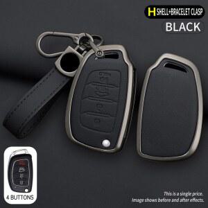 차키케이스 아연 합금 가죽 자동차 접이식 커버 케이스 거치대 키체인 현대 아반떼 I10 I20 I30 HB20 IX25 IX35 45 투싼 단추