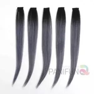 컬러 헤어브릿지 5p 애쉬블루 똑딱이붙임머리 인모헤어피스 가발피스 브릿지붙임머리 컬러피스