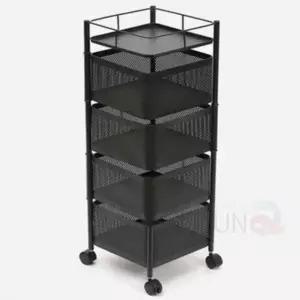 4단 회전 트롤리 블랙 세탁실트레이 무빙트롤리 미용트롤리 주방카트 미용카트
