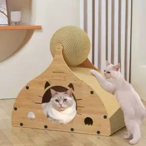 딩동펫 고양이 숨숨집 스크래쳐 사이잘 우드 볼하우스