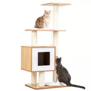 딩동펫 고양이 원목 캣타워 스크래쳐 하이그로시 3단 색상랜덤