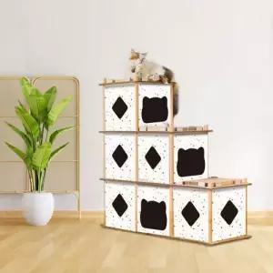 딩동펫 고양이 캣타워 숨숨집 박스 스크래쳐 하우스 6단 테라조