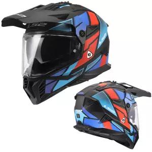 LS2 헬멧MX702 PIONEER II BLOCK MATT BLACK RED BLUE 온로드 오프로드 풀페이스헬멧 이너바이져 안티포그