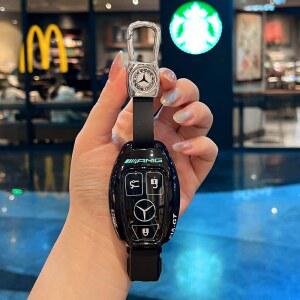 차키케이스 자동차 케이스 커버 메르세데스 벤츠 CLS CLA GL SLK AMG 클래스 액세서리 체인에 대한 보호 원격 홀더 Fob
