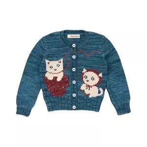 [미샤앤퍼프]키즈 키튼 자수 가디건 블루스모크 K1249W25 469 (5A 6A)