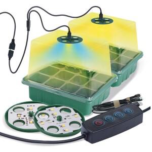 LED 성장 조명 보육 화분 정원 식물 종자 스타터 트레이 가정 온실 심기 램프 12 셀 모종 상자 타이머 키트