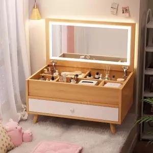 소형 원목 수납  서랍 좌식 테이블 거울 덮개 화장대