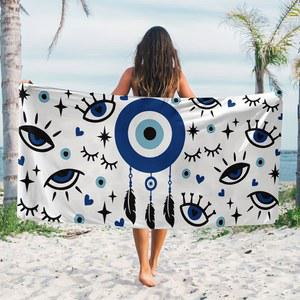 특대형비치타올 사악한 눈과 깃털 비치 타월 해변에서의 날을 위한 스타일리시하고 보호적인 제품 수건 목욕 수건 비치 타월에