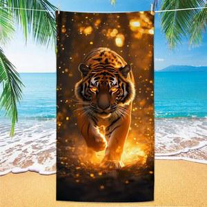 특대형비치타올 폭발 호랑이 비치 타월 마이크로파이버 디지털 프린트 바스타월 볼드 호랑이 디자인 자외선 차단 특대형 타월 C용