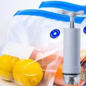 식품지퍼백 압축 위생백(10장 20장)+밀봉클립 진공펌프 재사용가능 냉장고 정리 캠핑 여행 낚시