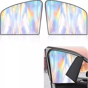 Arwrilt 2 PCS 자동차 창문 그늘막 접이식 측면 햇빛 가리개 블랙아웃 마그네틱 프라이버시 커튼 보관하기
