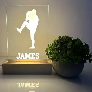 미러 매니아 미국 야구 스포츠 팬 플레이어 게임 투수 학교 팀 테마 볼 램프 나이트 라이트 우드 베이스