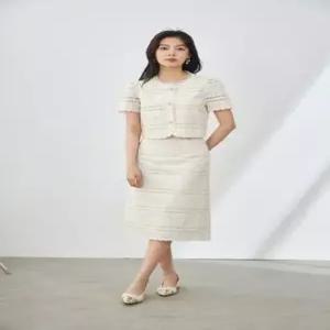 여성용 투피스 고퀄리티 코트+미니스커트 정장세트 통근카라 쉬폰 OP1