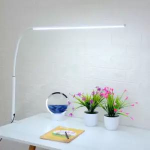 플렉시블 독서등 스텐드 아이방 탁상스탠드 학습용 무선 스탠드조명 집게 탁상 화이트 와이드