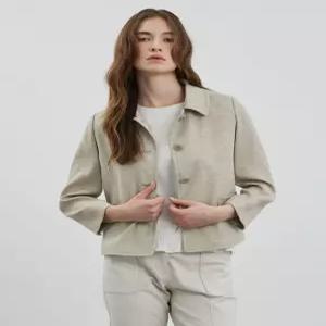 [올리비아로렌]린넨 블렌드 크롭 자켓____VOCFU4M3231