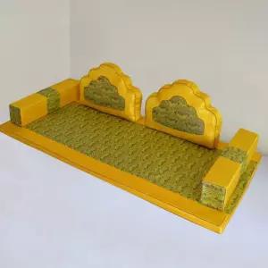 전통보료 오색모빌 왕실 좌식 예단 등받이 궁중 호텔 황실 인테리어 붉은 요세트 폐백