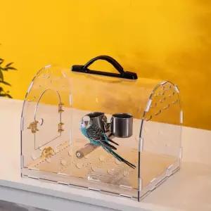 앵무새 이동장 투명 산책 이동 아크릴 케이스 배낭 통기성 새 케이지 대형 여행