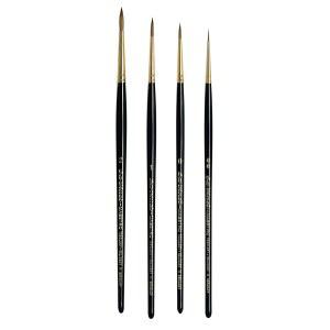 다빈치 브러시 수채화 세트 5537a2 - 마에스트로 콜린스키 레드 세이블 4 풀 벨리 라운드 시리즈 11 사이즈 2/0, 0, 1, 2, 1 카운트, 블랙