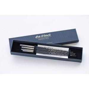 다빈치 브러시 마에스트로 콜린스키 4 선물 상자 세트 - 수채화용 시리즈 11 풀 벨리 라운드 사이즈 0, 1, 2,