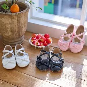 발소리 엔젤리본 아기 유아 아동 초등 여아 플랫 구두 신발