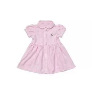 폴로 칠드런 베이비 여아 스트라이프 니트 옥스포드 드레스 핑크 FB854649