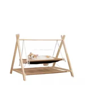 고양이 해먹 흔들 원목침대 우드 의자 하우스 그네 침대