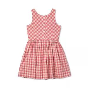 폴로 칠드런 여아 베이비 깅엄 코튼 마드라스 드레스 핑크 크림 FB854580