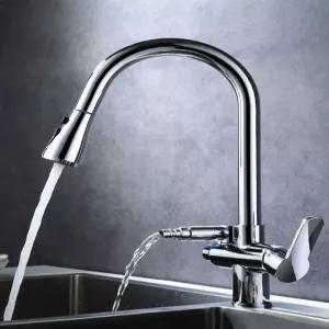주방 싱크대 수전 냉온수 듀얼 크롬 모드 수도꼭지 싱크대수전 코브라 헤드 거위목수전 고급