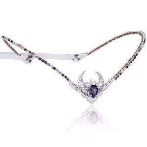 MOSTORY 수제 실버 문 요정 왕관 라인스톤 엘프 헤드피스 엘벤 티아라 공주 여신 코스프레 웨딩 브라이덜