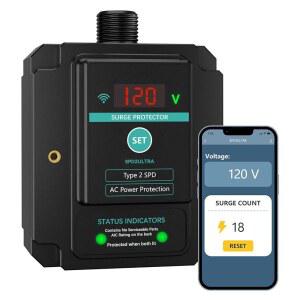 WiFi 온 집안 서지 보호기 108 000암페어/위상 2820줄(총합) 열 보호 금속 산화물 바리스터 시간 스마트폰별 전압 확인