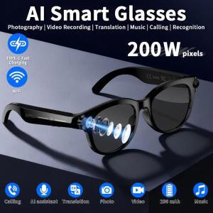 LIGE AI 선글라스 실시간 번역 스마트 안경 카메라 블루투스 통화 촬영 오디오 비디오 음악 플레이어 다기