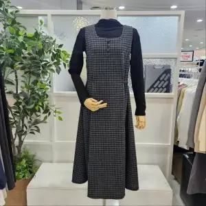 [하프클럽/부루앤쥬디]부루앤쥬디 sh06 터틀넥체크원피스셋업 DG BBRLST001B