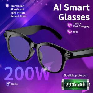 LIGE 촬영 오디오 비디오 음악 플레이어 스마트 안경 카메라 블루투스 통화 AI 실시간 번역 선글라스 다기