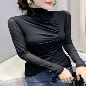 상의 긴팔 연습복 의상 슬림핏 라인댄스복 메쉬  사교댄스