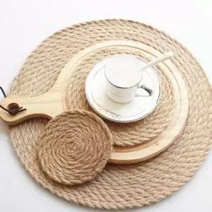 [골드스마일]주방 모시 테이블 매트 데코 원형 테이블 매트 식탁 라탄