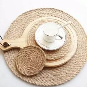 주방 모시 테이블 매트 데코 원형 테이블 매트 식탁 라탄