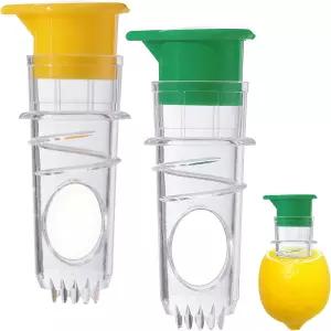 필터가 내장된 음료용 탑 부은 스퀴저 스크류 레몬 스파우트가 칵테일용 휴대용 있는 라임 주스기 2ps 새