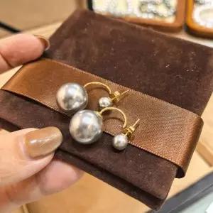 BS 더블 진주 귀걸이 투웨이 구조 포인트 드롭형 이어링
