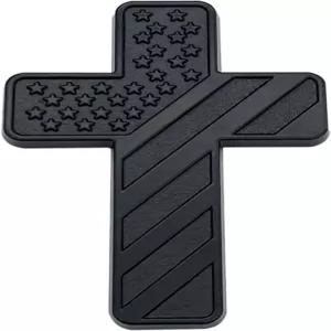 TEVGO 아메리칸 플래그 크리스찬 크로스 3D 아연 합금 자동차 엠블럼 - 트럭 SUV 공구함 홈 데코(블랙)용