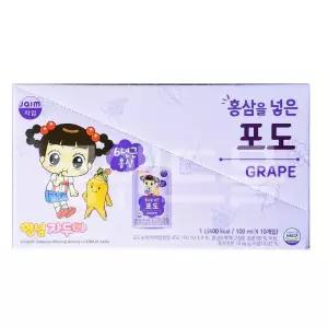 자임 안녕자두야 홍삼을 넣은 포도주스 100ML 10입 간식 어린이날 학원 화이트데이 어린이집 학교