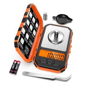 AMIR 50g/0.001g 디지털 그램 저울, 휴대용 주얼리 저울, 고정밀 전자 포켓 밀리그램 저울, 백라이트 LCD, 마이크로 그램 스케일 6개, 용기 기능, 칼 무게 포함