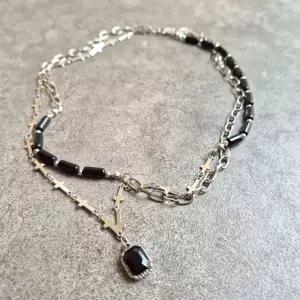 블랙원석 데일리 목걸이 십자가 스트릿 캐주얼