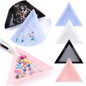 DIY 다이아몬드 페인팅 아트 정렬 장식에 비드 라인석 삼각형 보관 컨테이너 20 네일 트레이