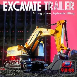 1:12 RC 플랫 트레일러 트럭 모델 채널 굴삭기 엔지니어 차량 2.4G 원격 제어 자동차 라디오 크리스마스 선