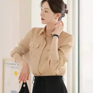 [시크라인] 모노 시어 투포켓 히든버튼 셔츠 블라우스