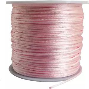 마크라메 팔찌용 1.5mm 나일론 새틴 코드 실 비딩 스트링 중국 매듭 목걸이 보석 제작 109야드(핑크)