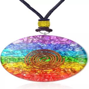 오르고나이트 크리스탈 세븐 차크라 레인보우 오르고네 펜던트 - 요가 명상 레이키 선물 사무실 및 홈
