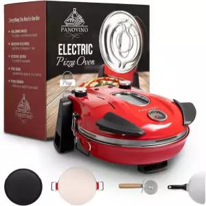 파노비노 전기 실내 피자 오븐 800°F 조리대 12인치 세라믹 스톤 및 듀얼 온도 조절 기능 포함 빠르게